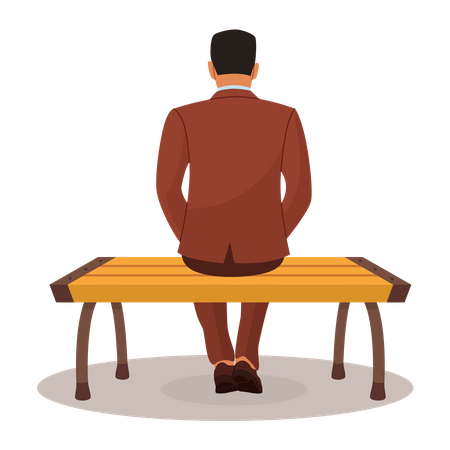 Businessman Sitting On Bench  Illustration