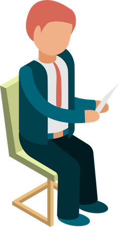 Businessman Sitting On Chair  Illustration