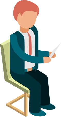 Businessman Sitting On Chair  Illustration