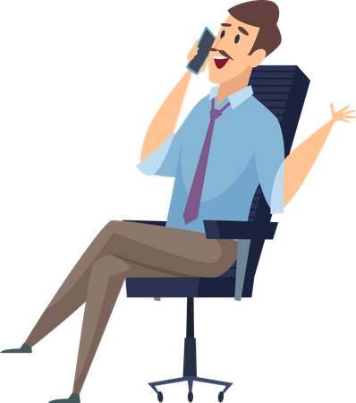 Businessman sitting on chair and talking on mobile  Illustration