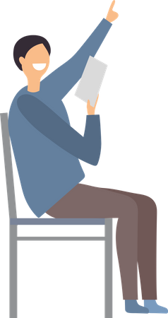 Businessman sitting on chair with report  Illustration
