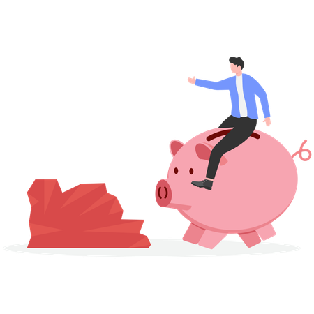 Businessman sitting on piggy bank  Illustration