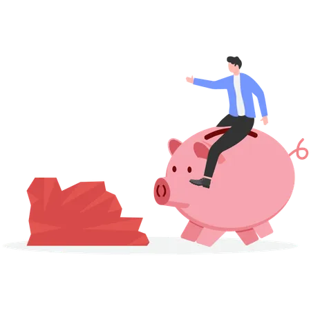 Businessman sitting on piggy bank  Illustration