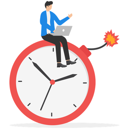 Businessman sitting on time bomb  Illustration