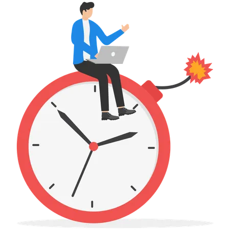 Businessman sitting on time bomb  Illustration