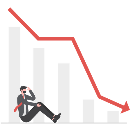 Businessman sitting with falling  Illustration