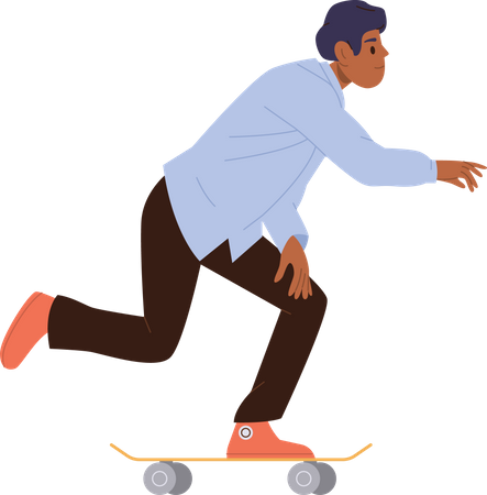 Businessman skateboarder enjoying free time  Illustration