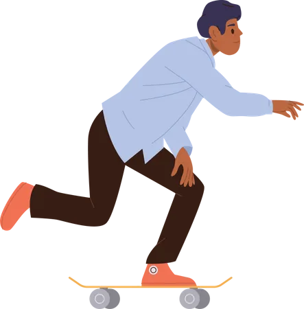 Businessman skateboarder enjoying free time  Illustration