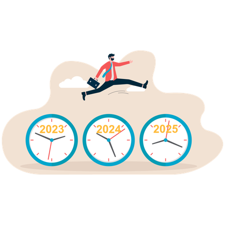 Businessman skipping second clock  Illustration