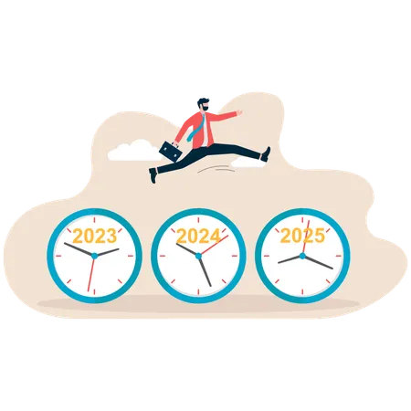 Businessman skipping second clock  Illustration