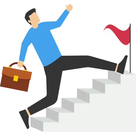 Businessman skipping steps to achieve success  Illustration