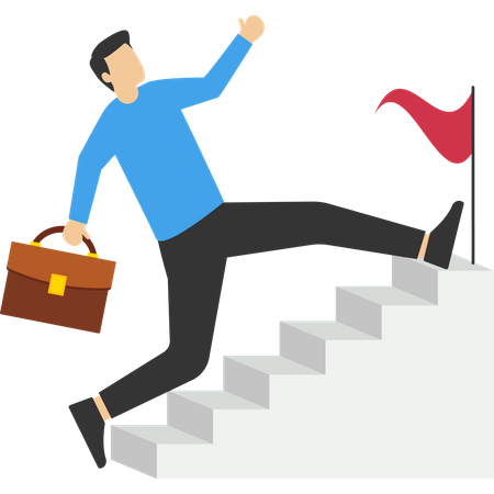 Businessman skipping steps to achieve success  Illustration