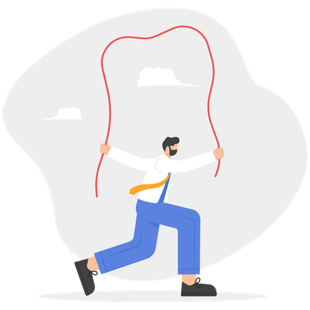 Businessman skipping using jumping rope  Illustration