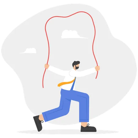 Businessman skipping using jumping rope  Illustration