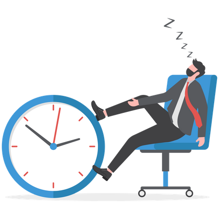 Businessman sleep on the office working time  イラスト