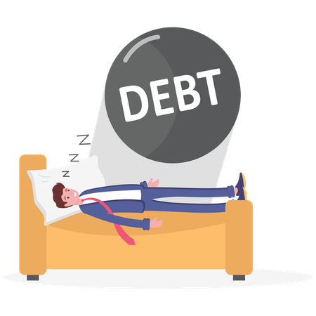 Businessman sleep with debt  Illustration