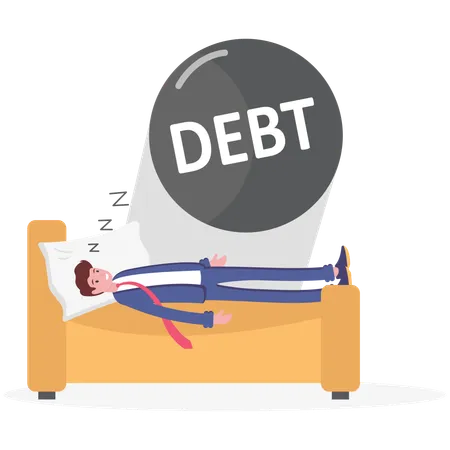 Businessman Sleep With Debt Vector Illustration Cartoon Illustration