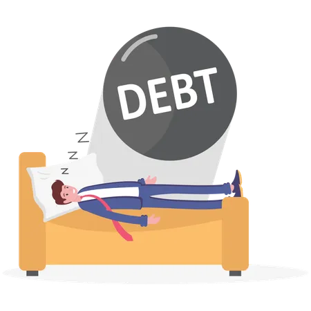 Businessman sleep with debt  Illustration