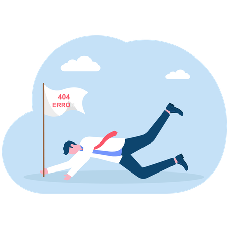 Businessman sleep with fatigue raise the flag  Illustration