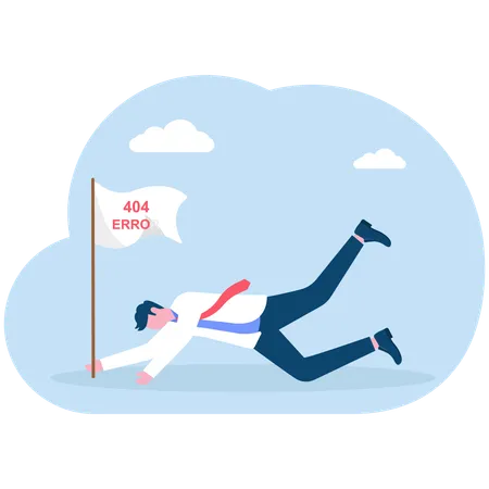 Businessman sleep with fatigue raise the flag  Illustration