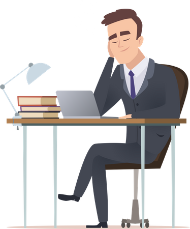 Businessman sleeping at work Illustration