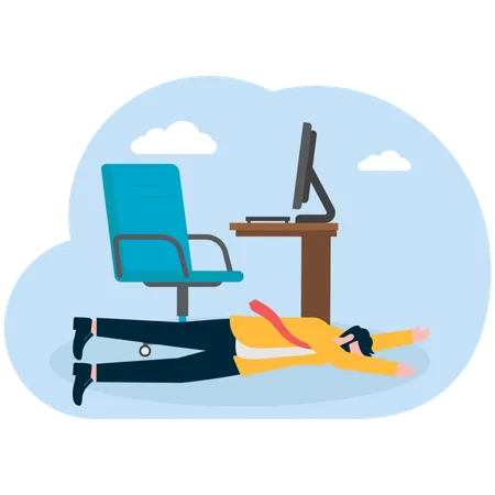 Businessman sleeping at work  Illustration