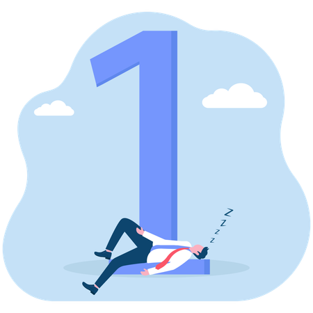 Businessman sleeping on number one  Illustration