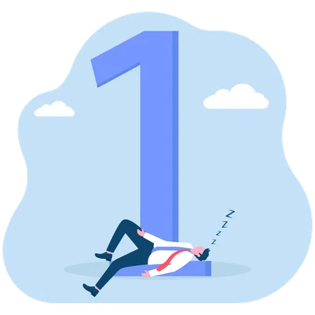 Businessman sleeping on number one  Illustration