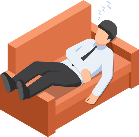 Businessman sleeping on the couch  Illustration