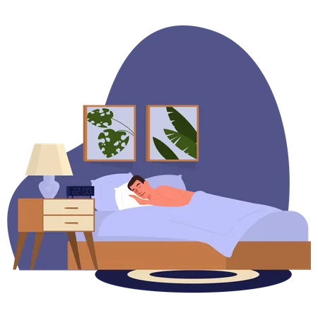 Businessman sleeping tight in the bed Illustration