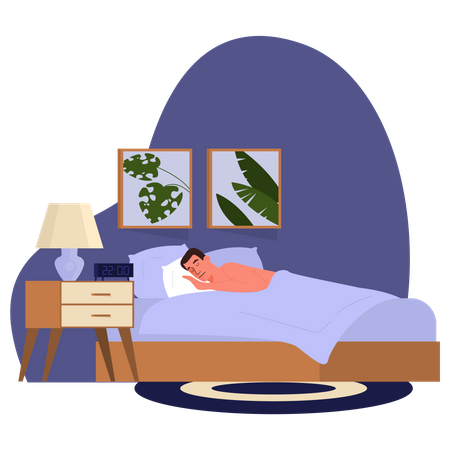 Businessman sleeping tight in the bed  일러스트레이션