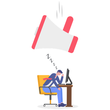 Businessman sleeping while tired from marketing work  Illustration