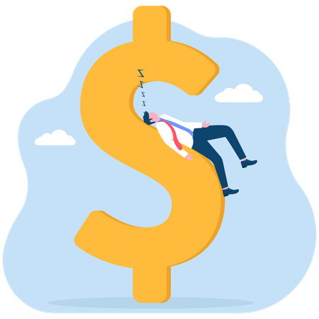 Businessman sleeps on growing money  Illustration