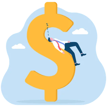 Businessman sleeps on growing money  Illustration