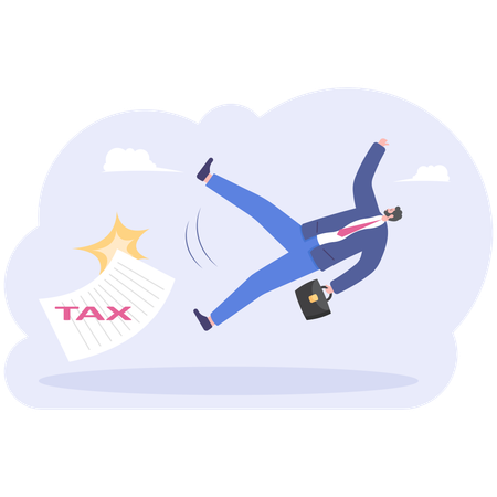 Businessman slipping and falling from tax  Illustration