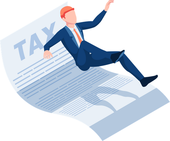 Businessman Slipping during Tax Document  Illustration