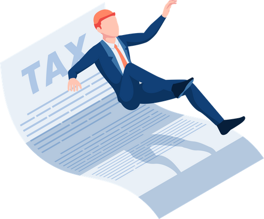 Businessman Slipping during Tax Document  일러스트레이션
