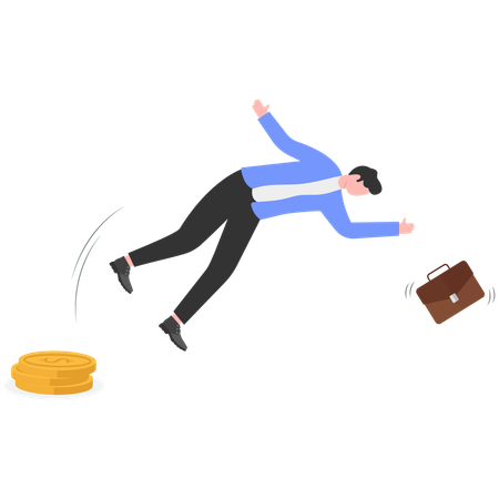 Businessman slipping over money  Illustration