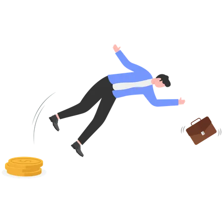 Businessman slipping over money  Illustration