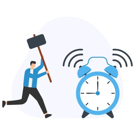 Businessman smashing business alarm  Illustration