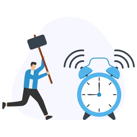Businessman smashing business alarm  Illustration