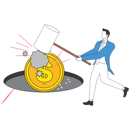 Businessman smashing business finance  Illustration