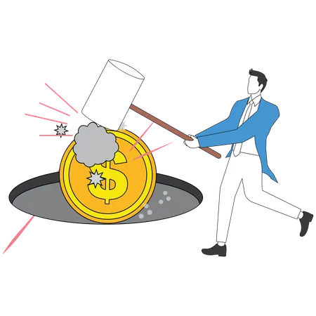 Businessman smashing business finance  Illustration