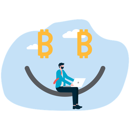 Businessman smiles for money forecast  Illustration