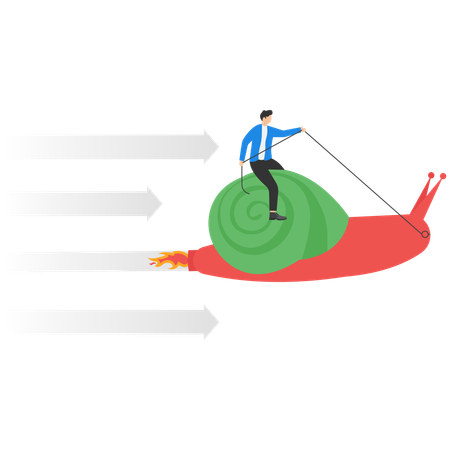 Businessman snail rides  Illustration