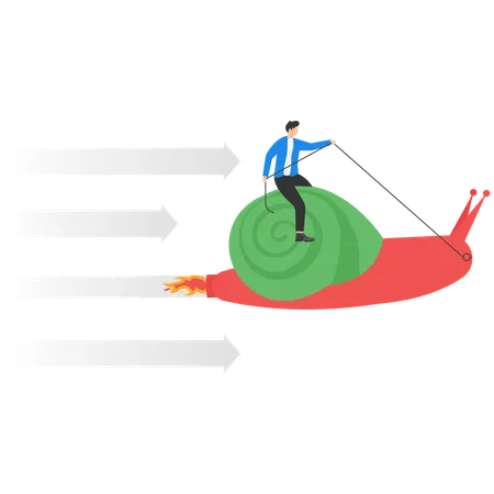 Businessman Snail Rides Concept Business Vector Illustration Flat Business Cartoon Character Style Design Illustration