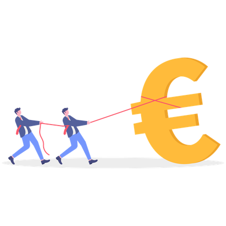 Businessman snatching away Euro coin  Illustration