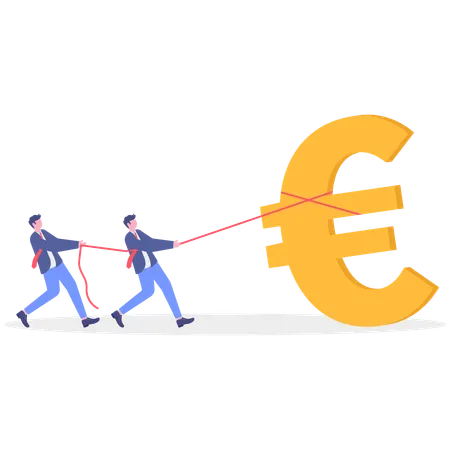 Businessman snatching away Euro coin  Illustration