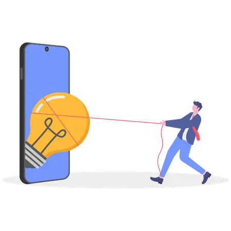 創造的なアイデアをつかむビジネスマン  イラスト