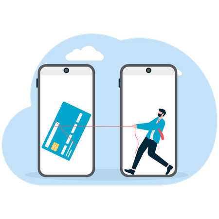 Businessman snatching credit card  Illustration